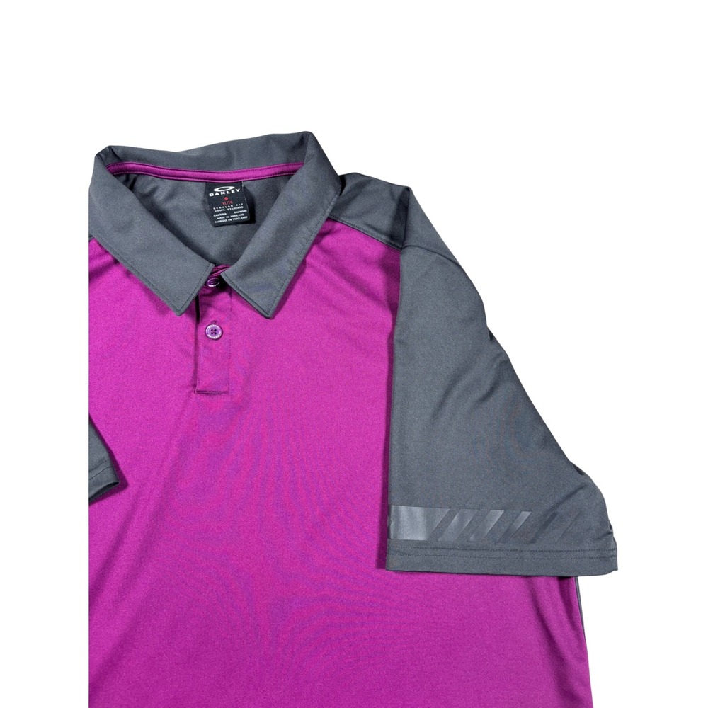 Oakley Mens XL Golf Polo Shirt Purple Gray Short Sleeve Performance Regular Fit